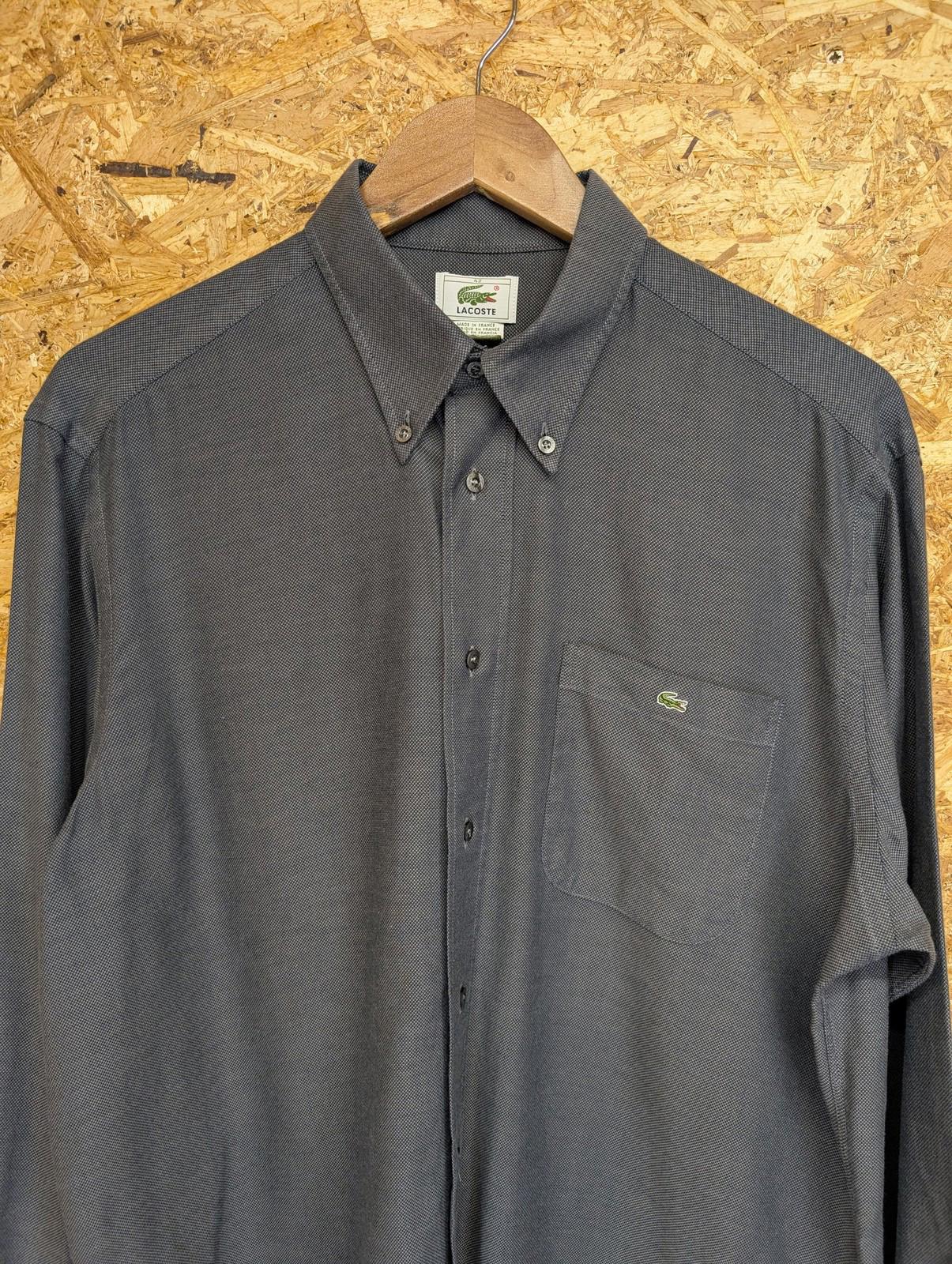 Lacoste Shirt Large 42 Men Long Sleeve Grey Cotton Casuals Button Collar France