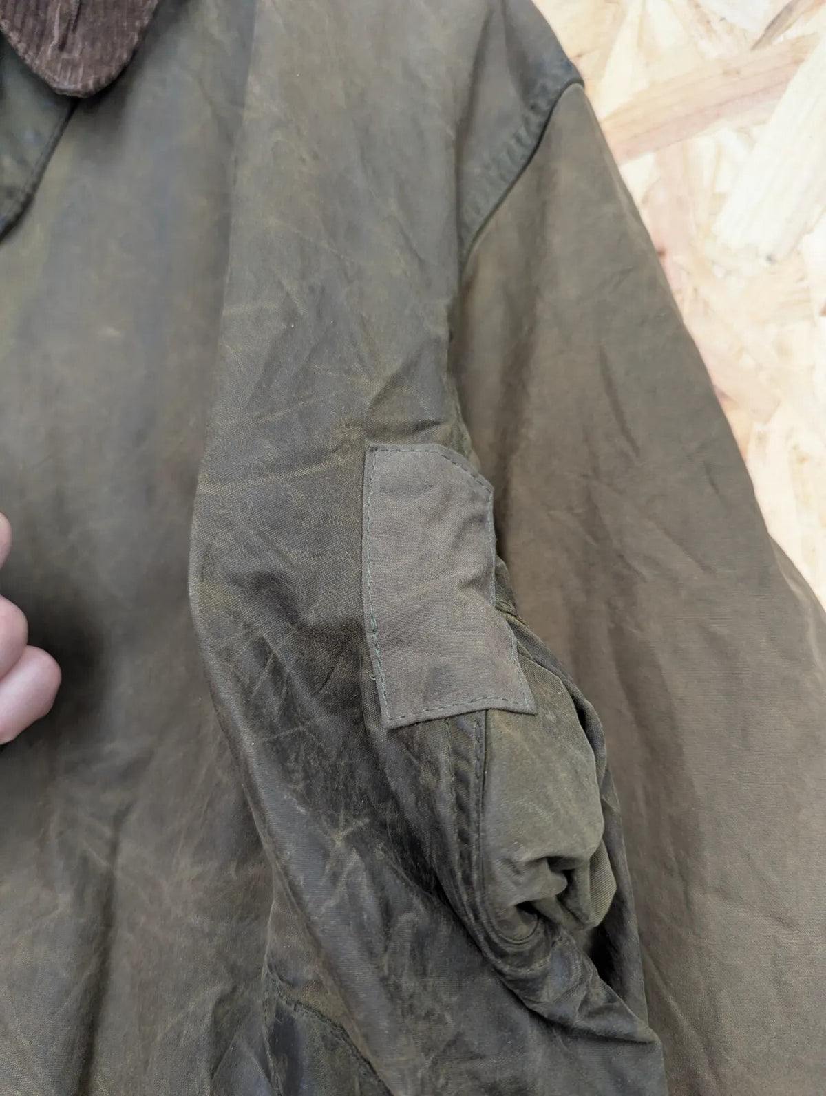 Vintage Barbour Border Wax Jacket Mens Medium C40 Sage Green Tartan Lining 80s