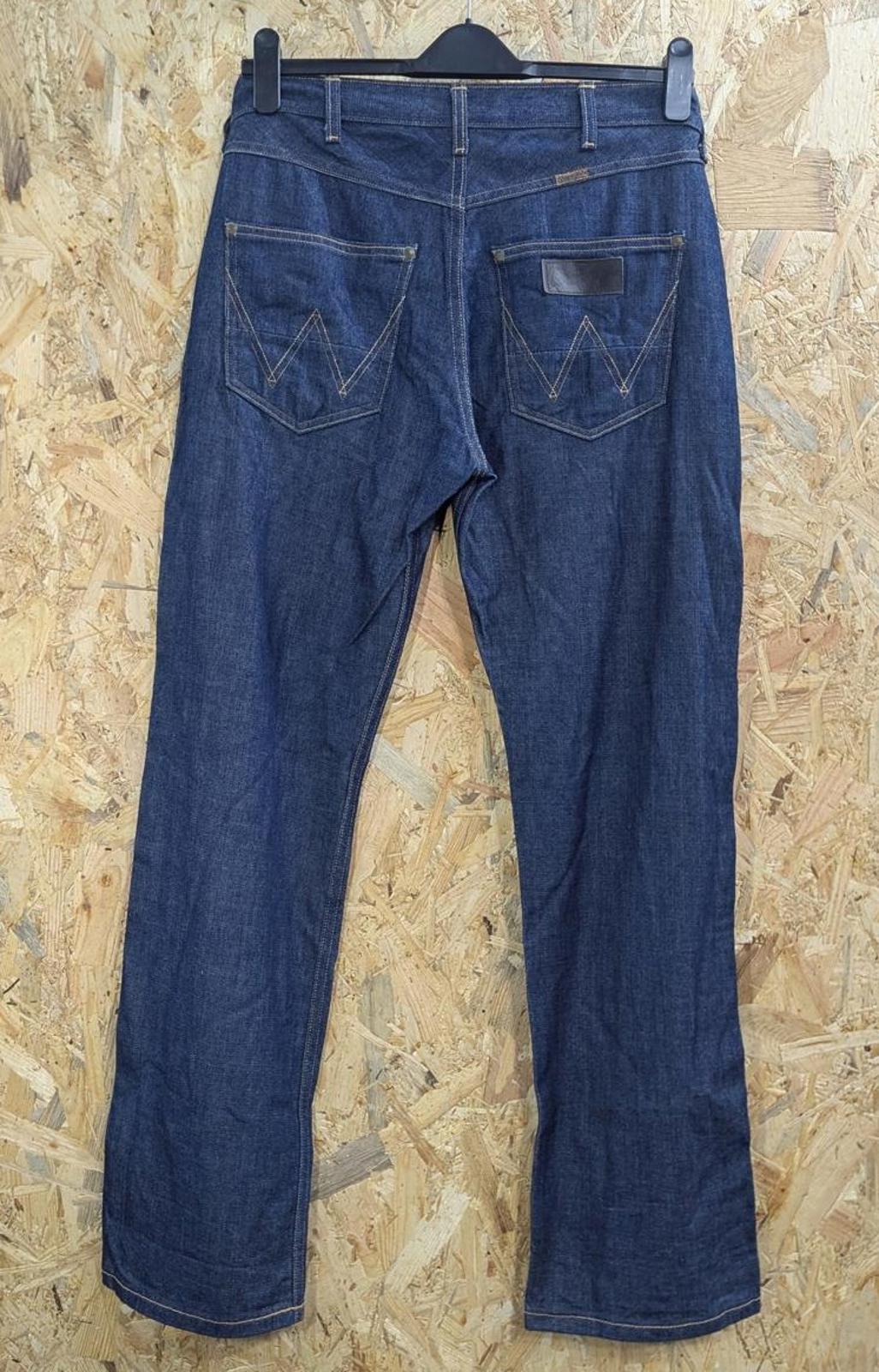 Wrangler 4MRB Jeans W32 L32 Men Raw Rigid Navy Blue Denim Straight Leg Organic