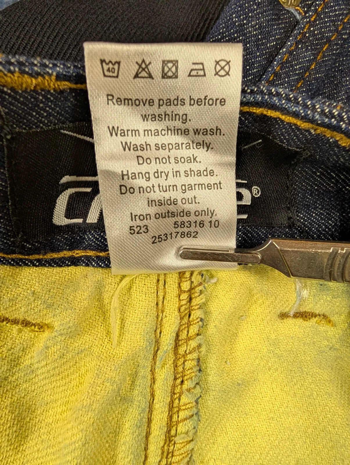 Crane Motorcycle Jeans Mens W36 L34 Dark Blue Wash Denim Zip Fly Bike