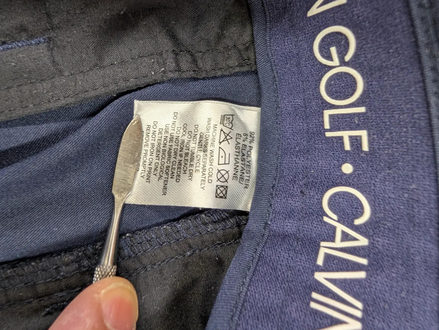 Calvin Klein Golf Shorts Mens W38 Navy Blue Stretch Zip Fly Pockets Belt Loops
