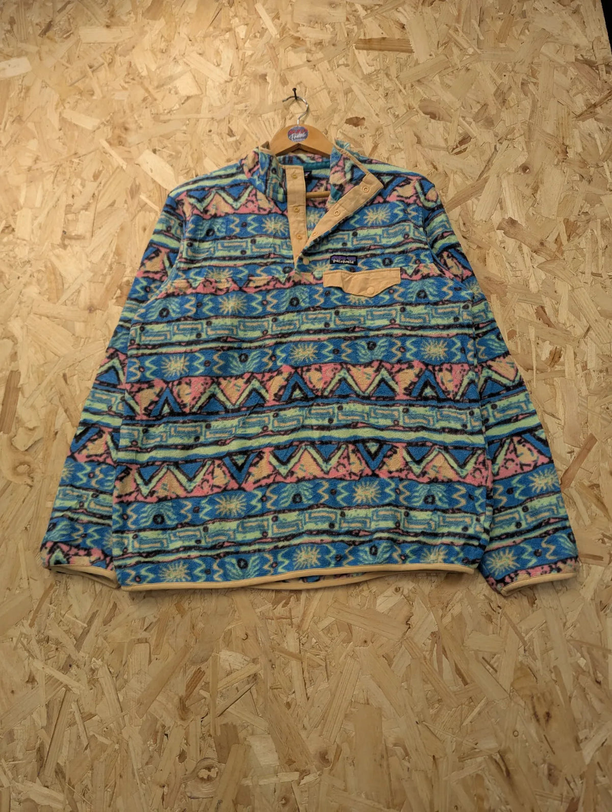 Patagonia Synchilla Fleece Womens Large Blue High Hopes Geo Salamander Pattern