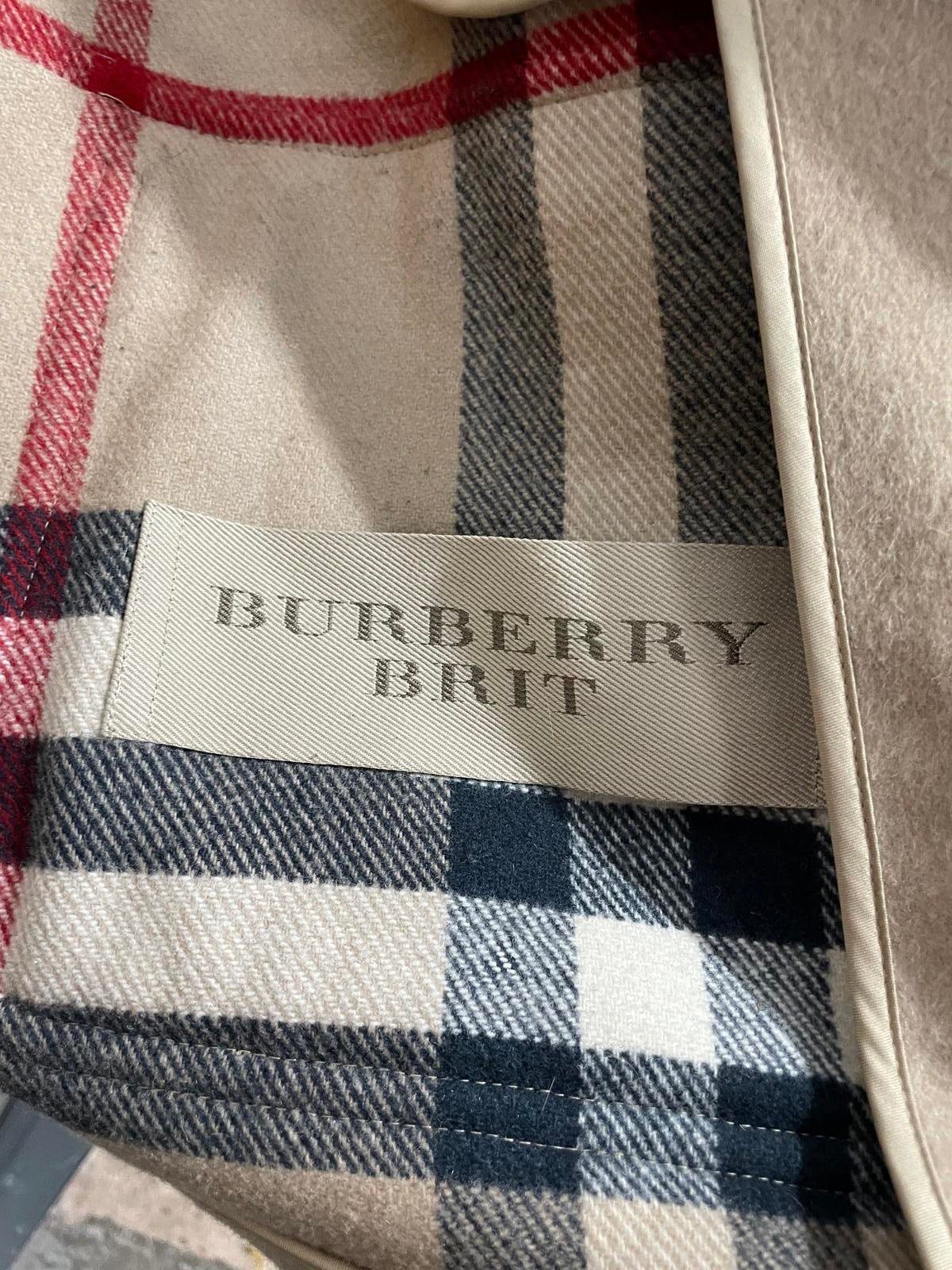 Burberry Brit Wool Coat Nova Check Camel Womens Size UK 10 Made In Italy