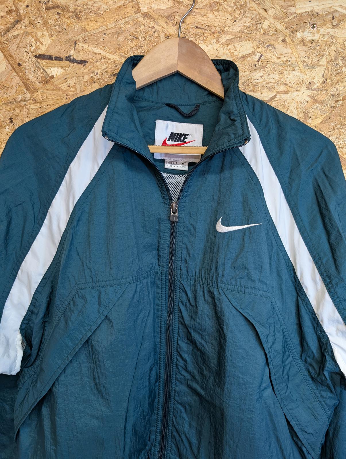 Nike Track Top Small Green White Windbreaker Tracksuit Full Zip Vintage 90s