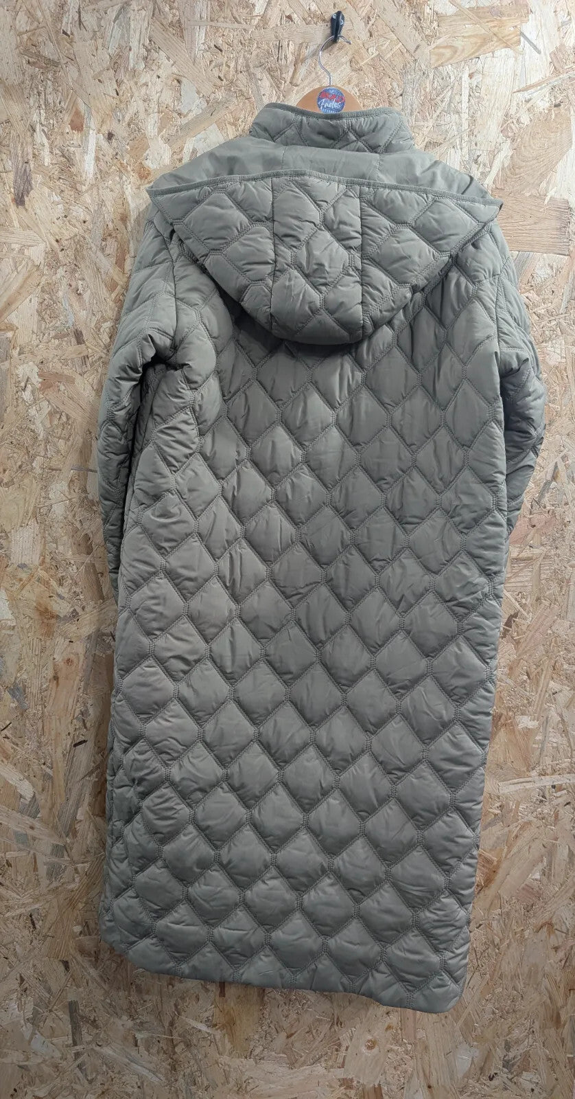 Mint Velvet Coat Womens Small Quilted Hooded Khaki Green Padded Parka 2-Layers