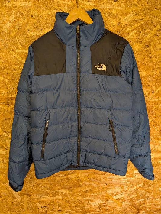 North Face 700 Nuptse Puffer Jacket Mens XS Blue Black Nylon Down Feathers