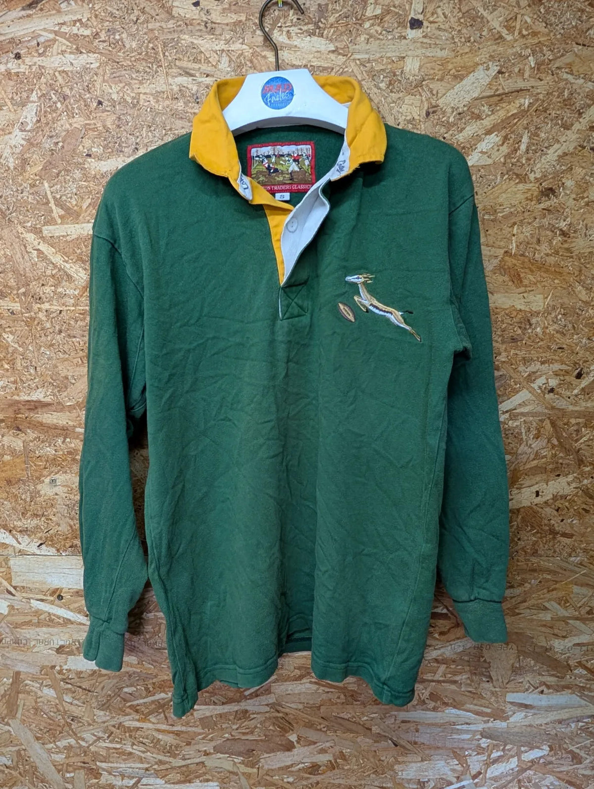 Vintage South Africa Rugby Shirt Mens Small Green Springboks Cotton Trader