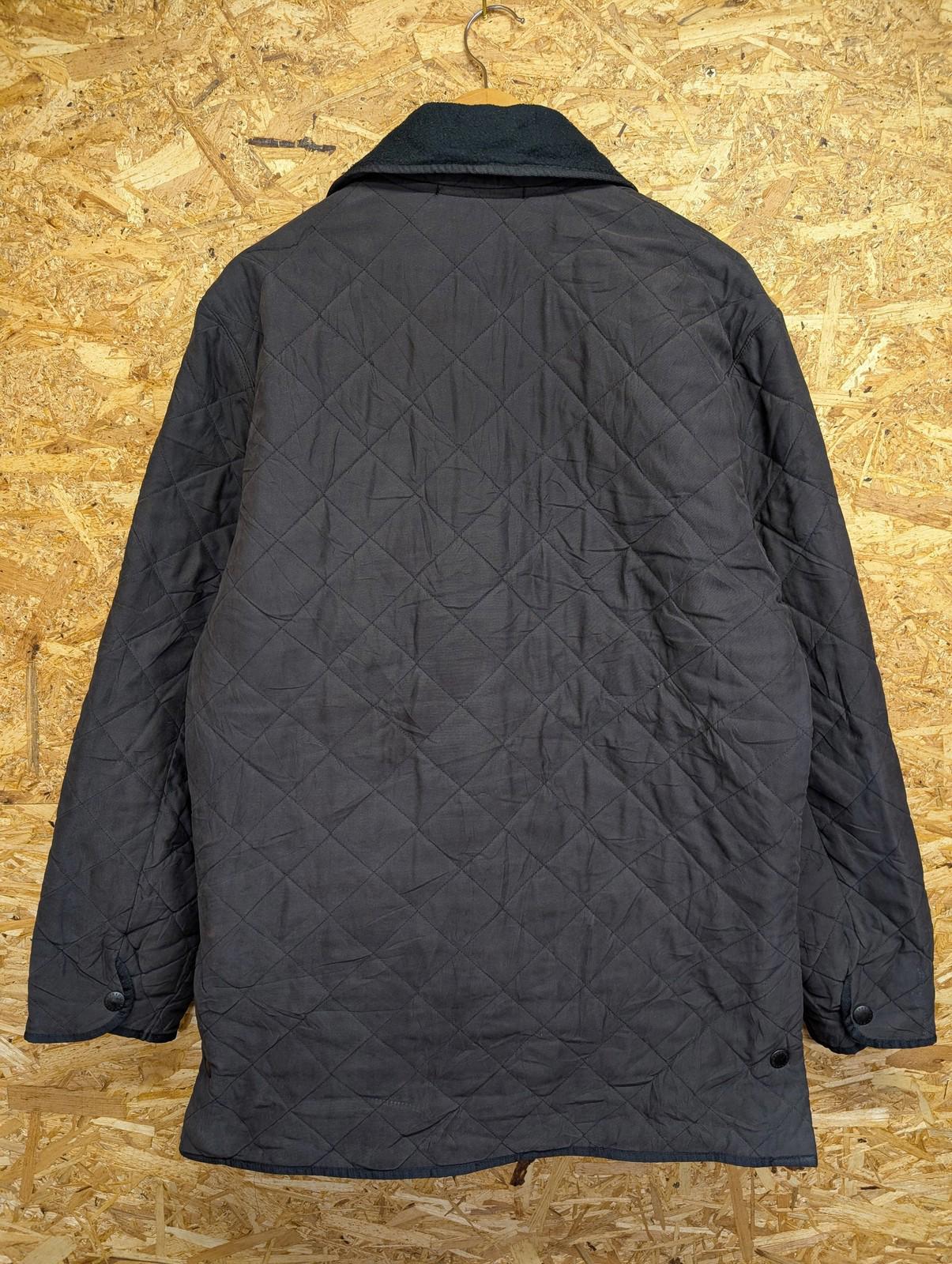 Barbour Microfiber Polarquilt Long Jacket Large Fleece Quilted Padded Navy Blue