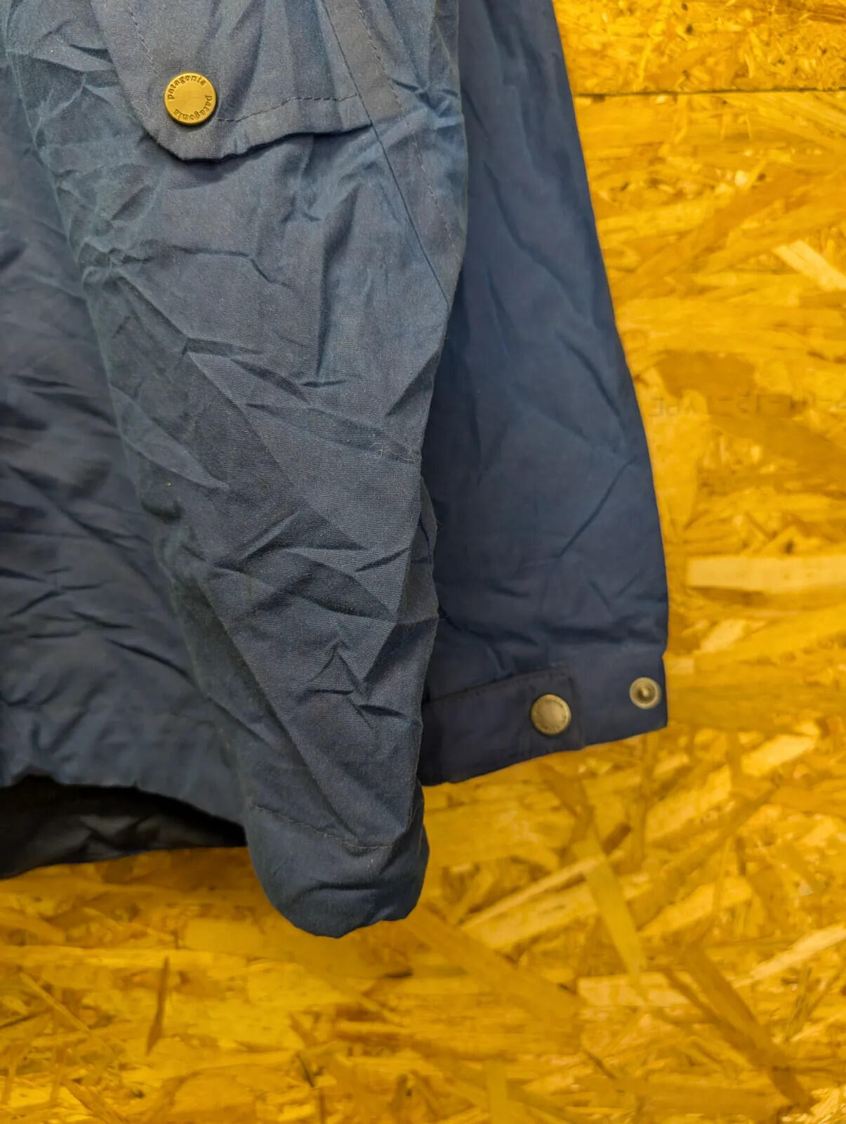 Patagonia Waxed Cotton Hooded Jacket Mens XL Blue Full Zip Pockets Outdoor