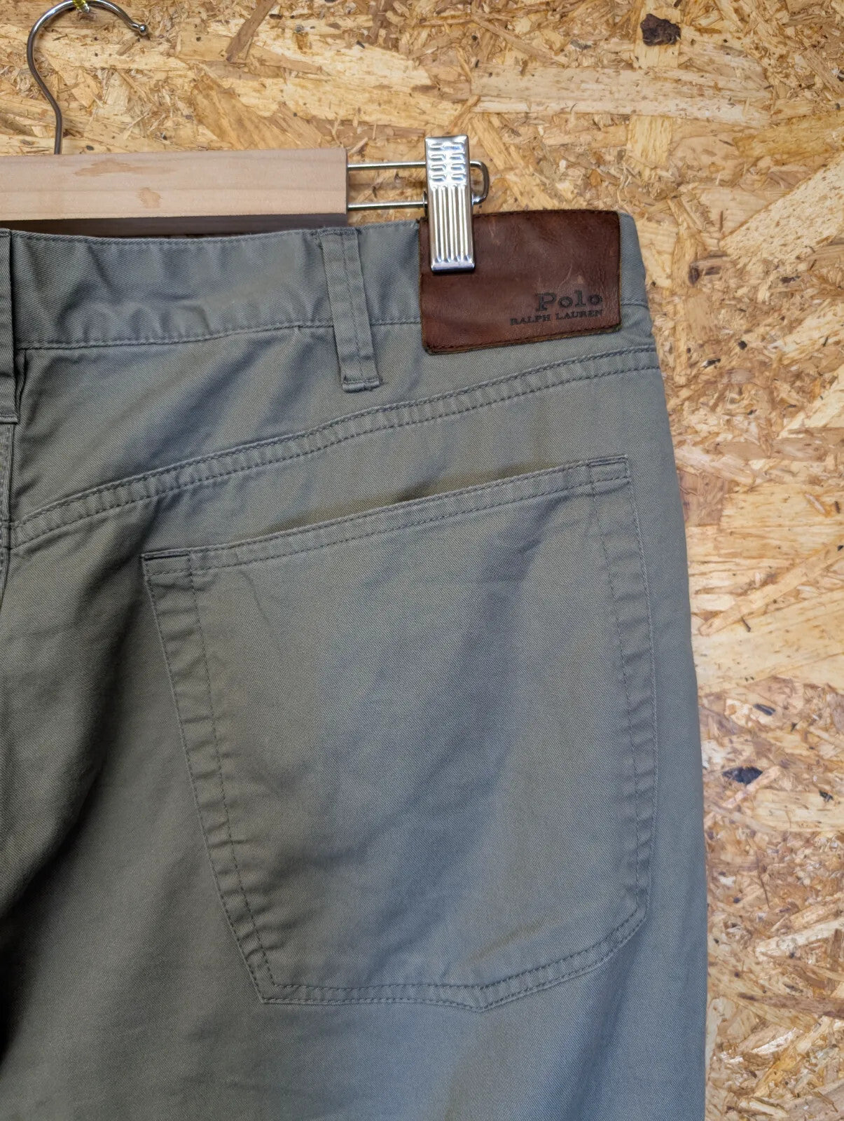Ralph Lauren Chino Pants Men W36 L32 Grey Khaki Stretch Slim Fit Five Pocket Zip