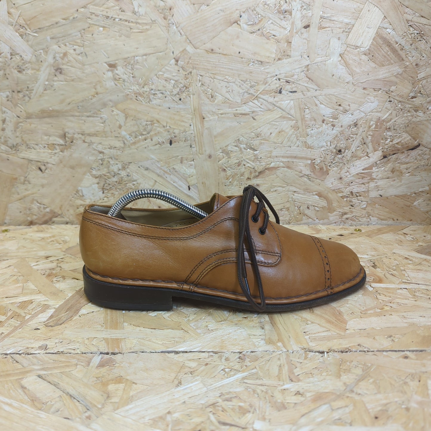 Italian Vintage L'Artisan Derby Shoes Tan Brown Lace Up Size 8 UK EUR 42