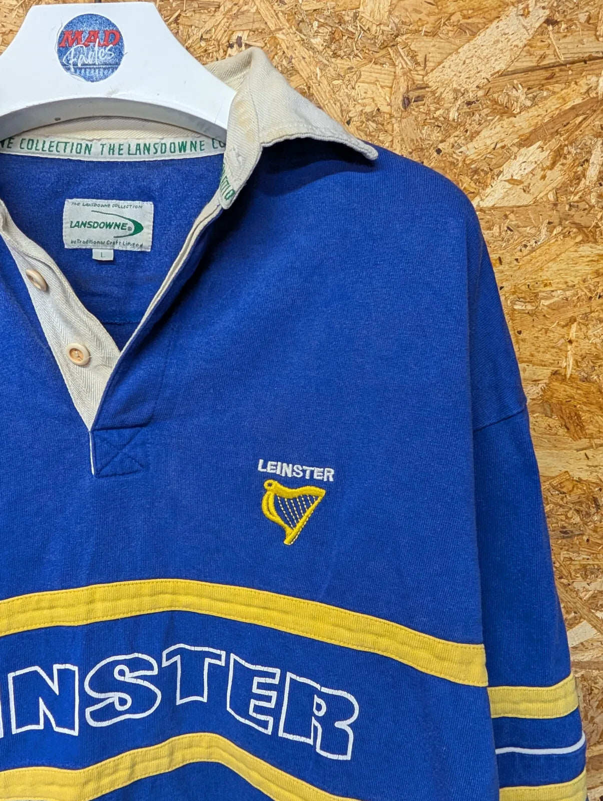 Leinster Rugby Shirt Mens Large Blue Stripe Irish Lansdowne Long Sleeve 90s