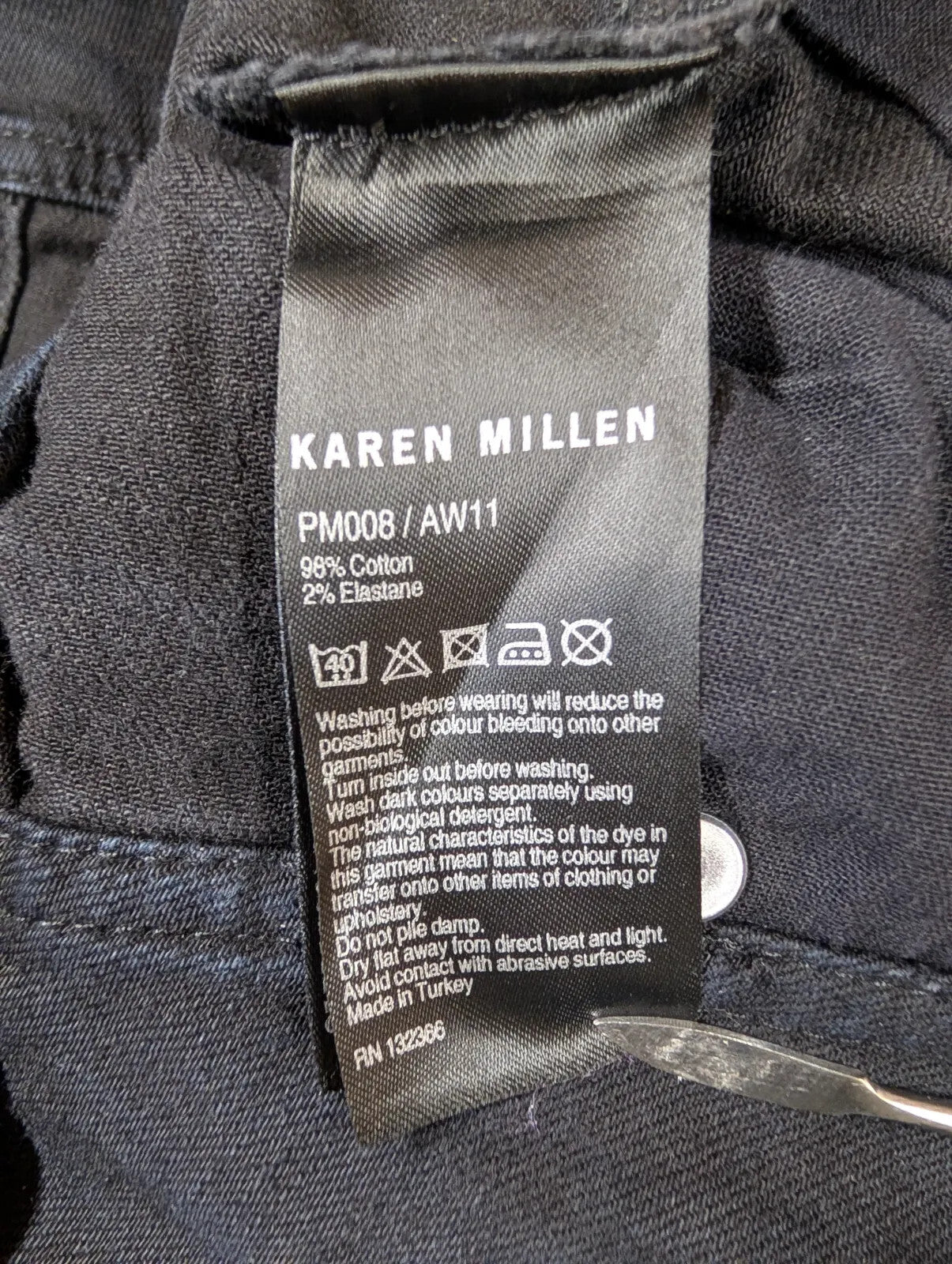 Karen Millen Jeans Womens UK14 W32 L34 Tall Black Denim Cotton Stretch Slim Y2K