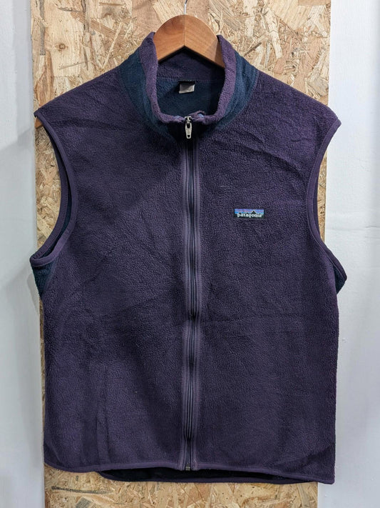 Patagonia Fleece Vest Medium Women Sleeveless Full Zip Purple Gilet Hiking 90s