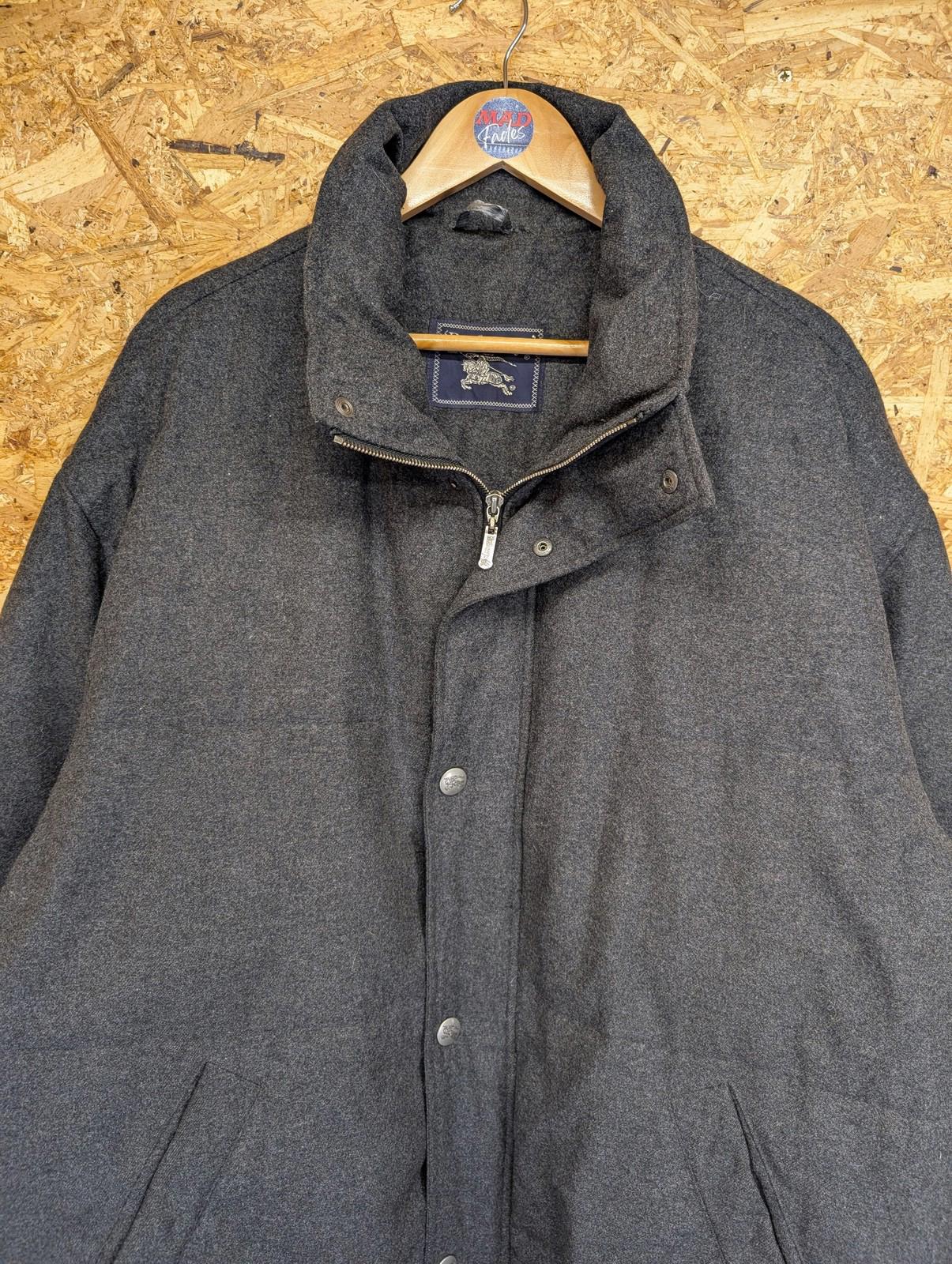 Burberry Puffer Jacket Size 3XL Men Grey Wool Blend Winter Coat Vintage 90s