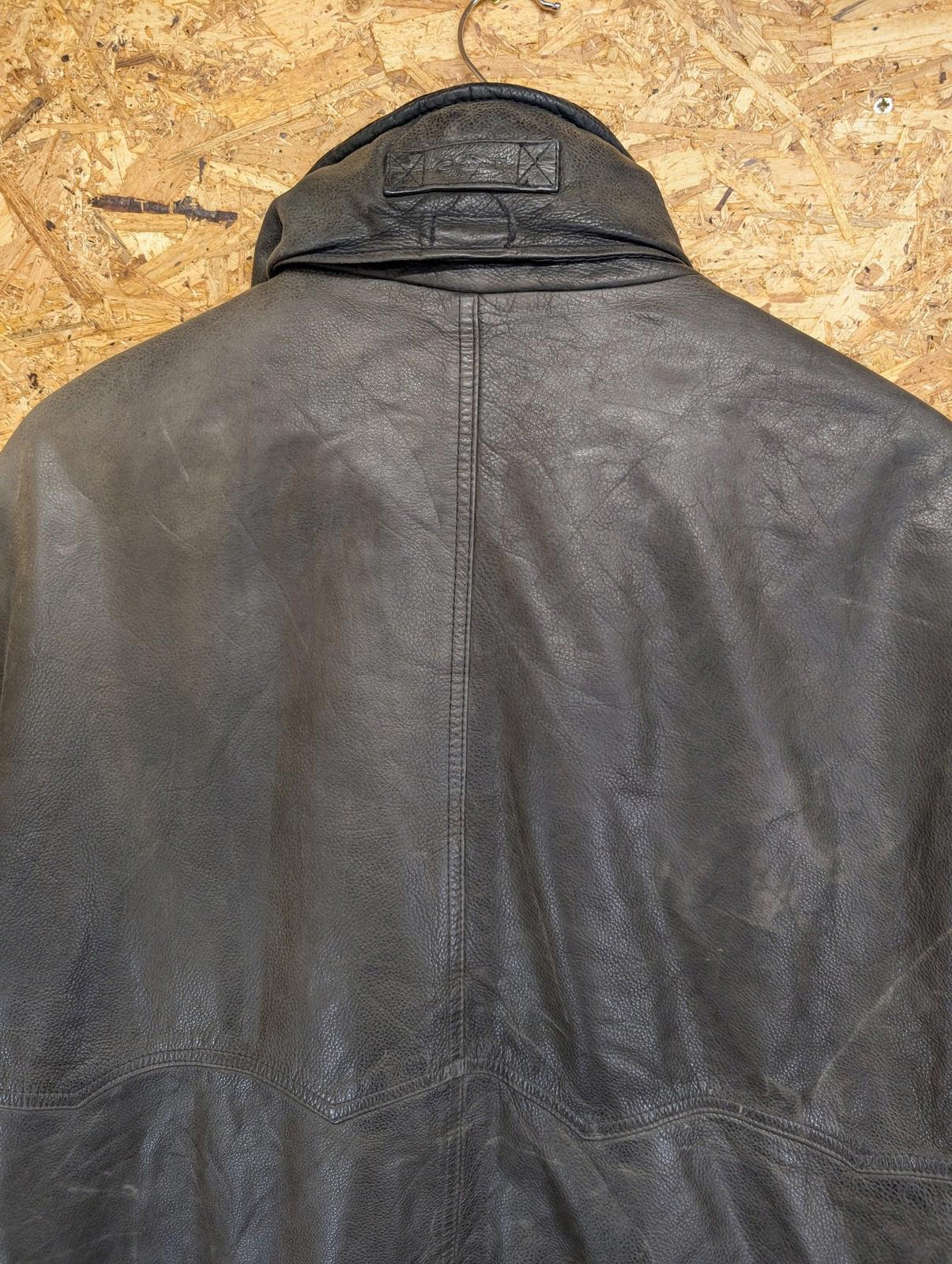 Gant Leather Coat Medium Oversized Vintage 90s Black Double Decker Wool Liner