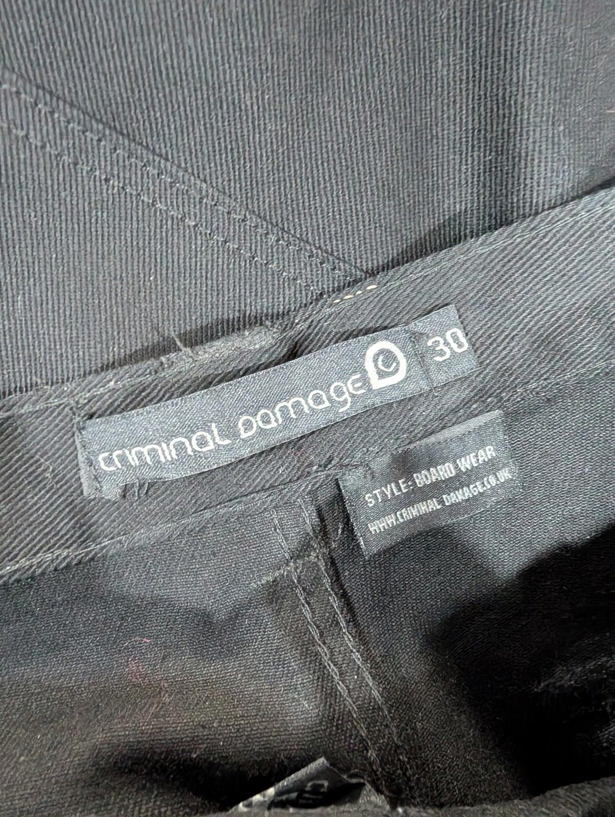 Criminal Damage Size W30 L32 Board Wear Trousers Cargo Black Baggy Wide Goth Y2K
