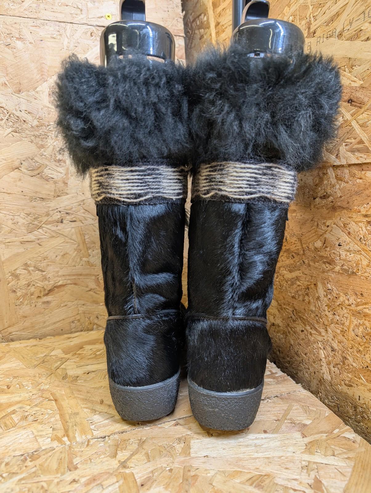 Dival Boots Women UK 6 Fur Trim Shearling Wool Style Black Winter Vintage 80s