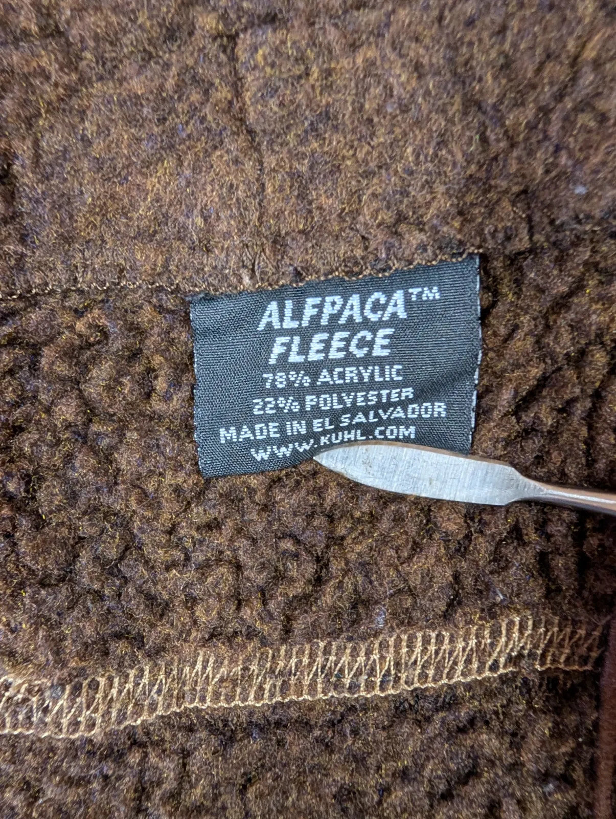 Kuhl Alfpaca Fleece Jacket Men XL Brown Full Zip Walking Hiking Synchila Outdoor