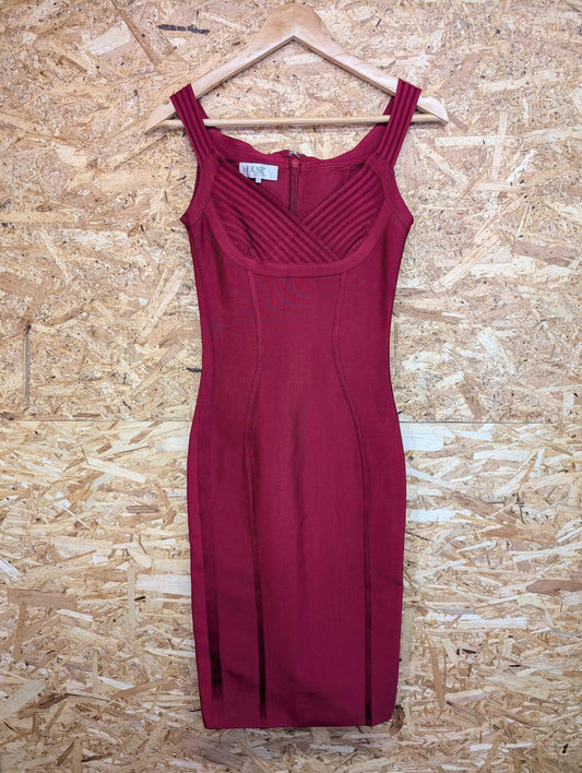 House of CB Bodycon Dress Women's S Strappy Burgundy Red Rayon Blend