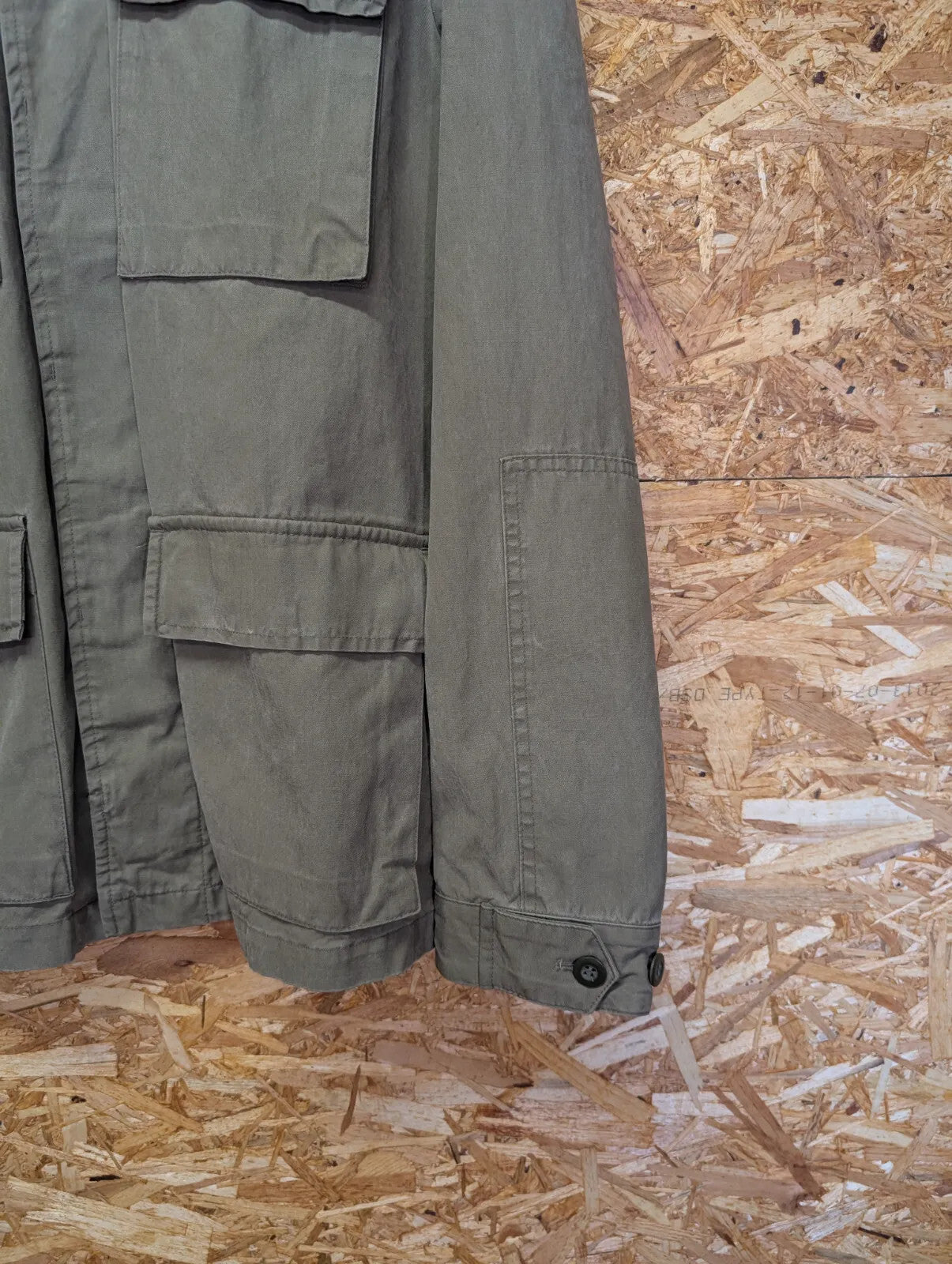 All saints Shirt Chore Jacket Mens Large Olive Green Cotton Ribbed Cord Collar