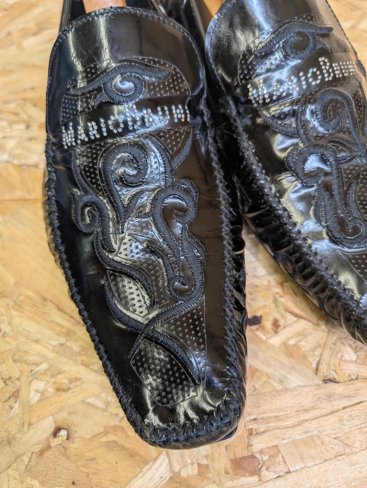 Mario Bruni Loafer Slip-On Mens UK 10 Embroidered Black Driving Shoes