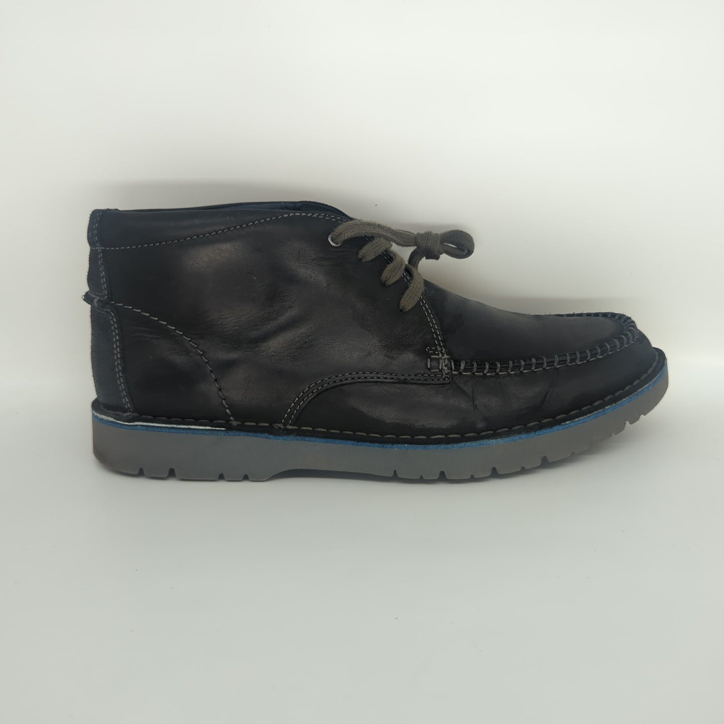 Clarks Mens Vargo Apron Lightweight Boots Black Blue Leather Lace UK 10 Eur  44