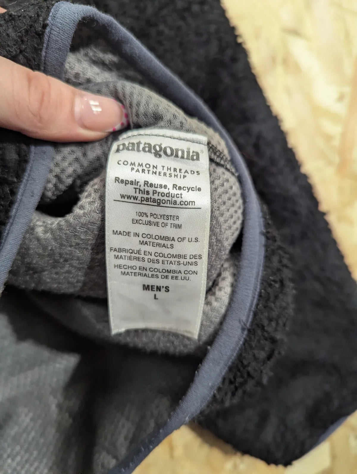 Patagonia Retro X Deep Pile Fleece Jacket Large Men Black Sherpa Full Zip Snap T