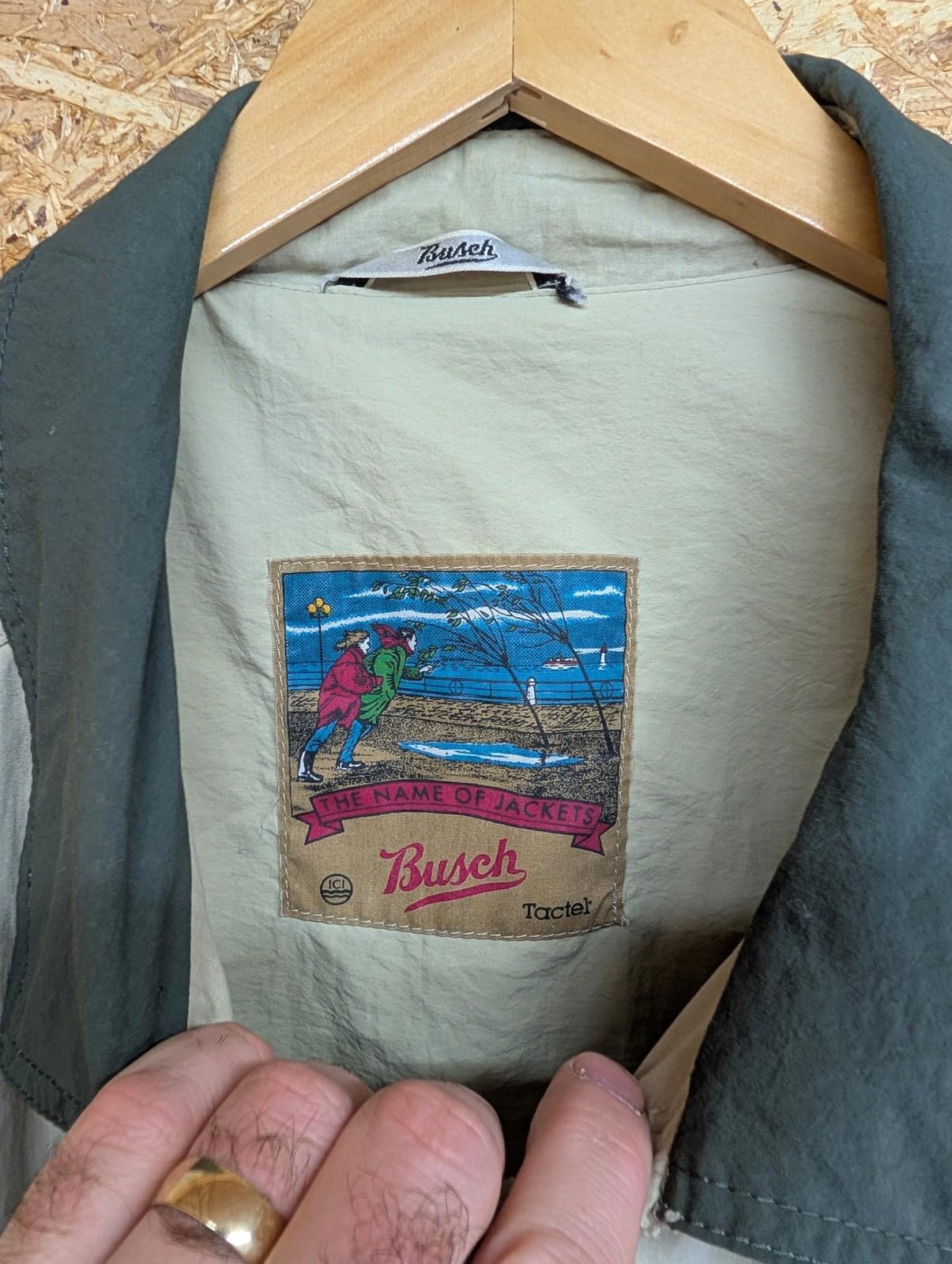 Busch Vintage Jacket XL 44 Regular Men Military Style Beige Green Collar 90s