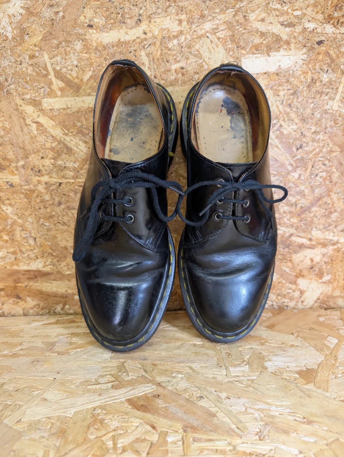 Vintage Dr Martens Shoes Mens UK 9 Black Leather Oxford Derby 1461 3-eyelet Lace