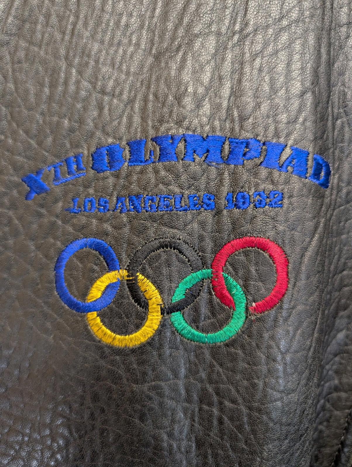 Adidas Olympic Bomber Leather Jacket Large Men Vintage 1980s Vintage 80s Black