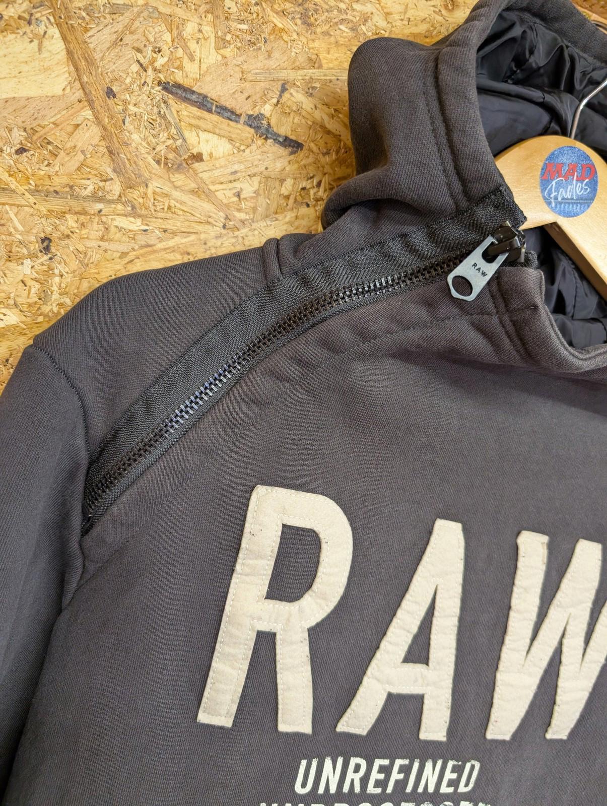 G-Star Raw Hoodie Men Large Graphic Pullover Black Charcoal Side Zip Heavyweight