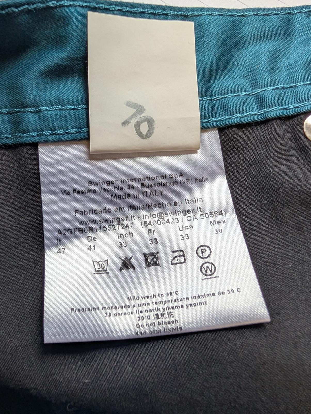 Versace Jeans W33 L34 Teal Blue Cotton Chino Trousers Zip Fly Made In Italy