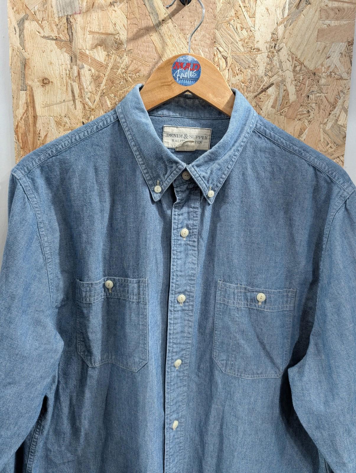 Ralph Lauren Denim Shirt Mens Large Long Sleeve Button-Up Casual Light Blue