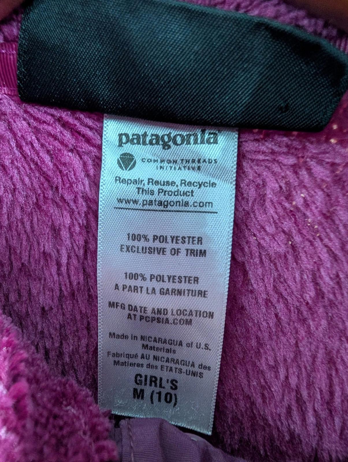 Patagonia Fleece Age 10 Girls Medium Jumper Pullover Pink Hiking Warm