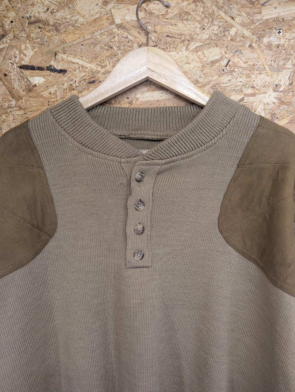 Filson Henley Guide Jumper XL Men Wool Khaki Tan Brown Shoulder Patch Made USA