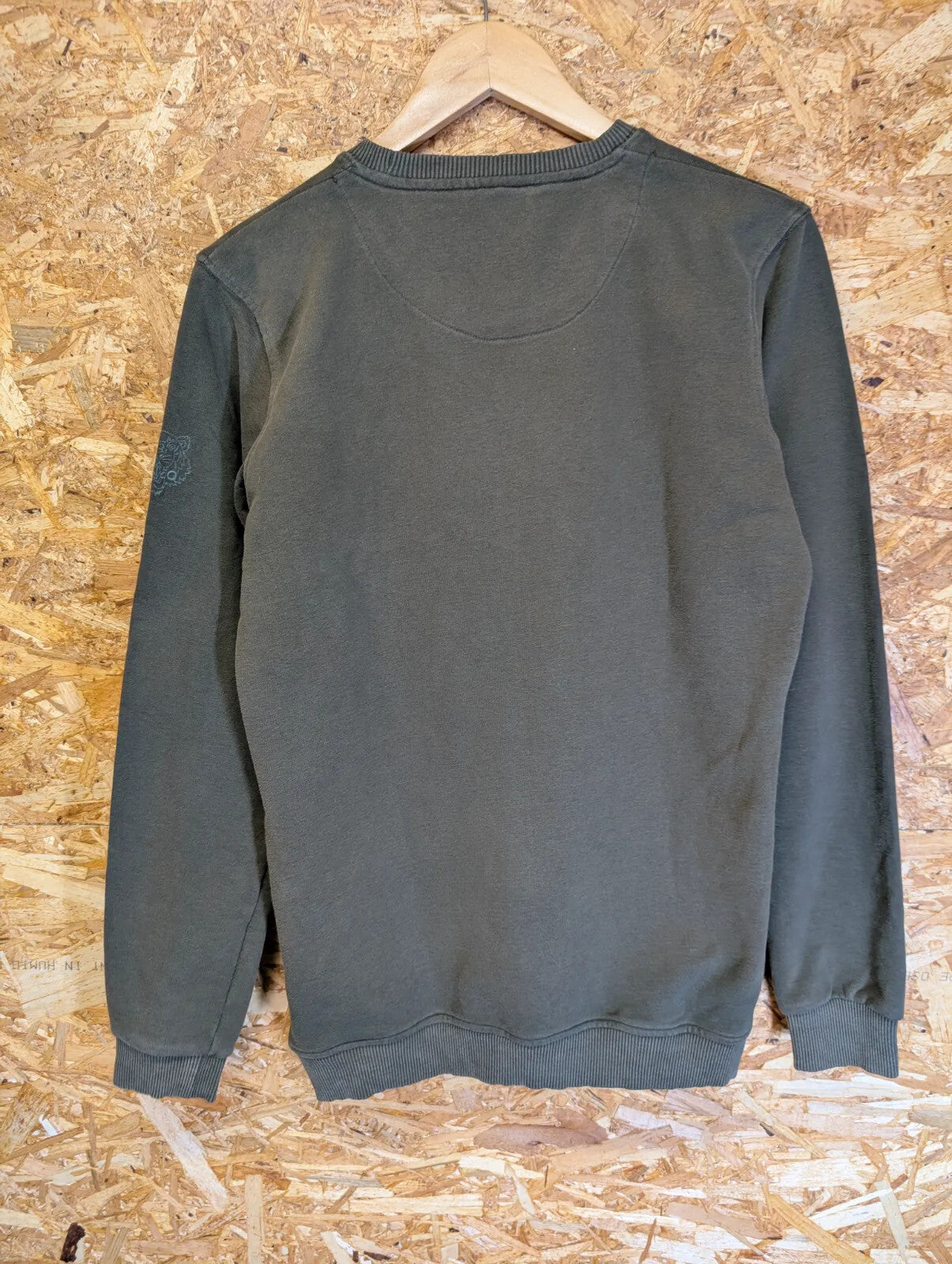 Kenzo Crew Neck Sweatshirt Mens Medium Olive Green Raised Tiger Graphic Logo
