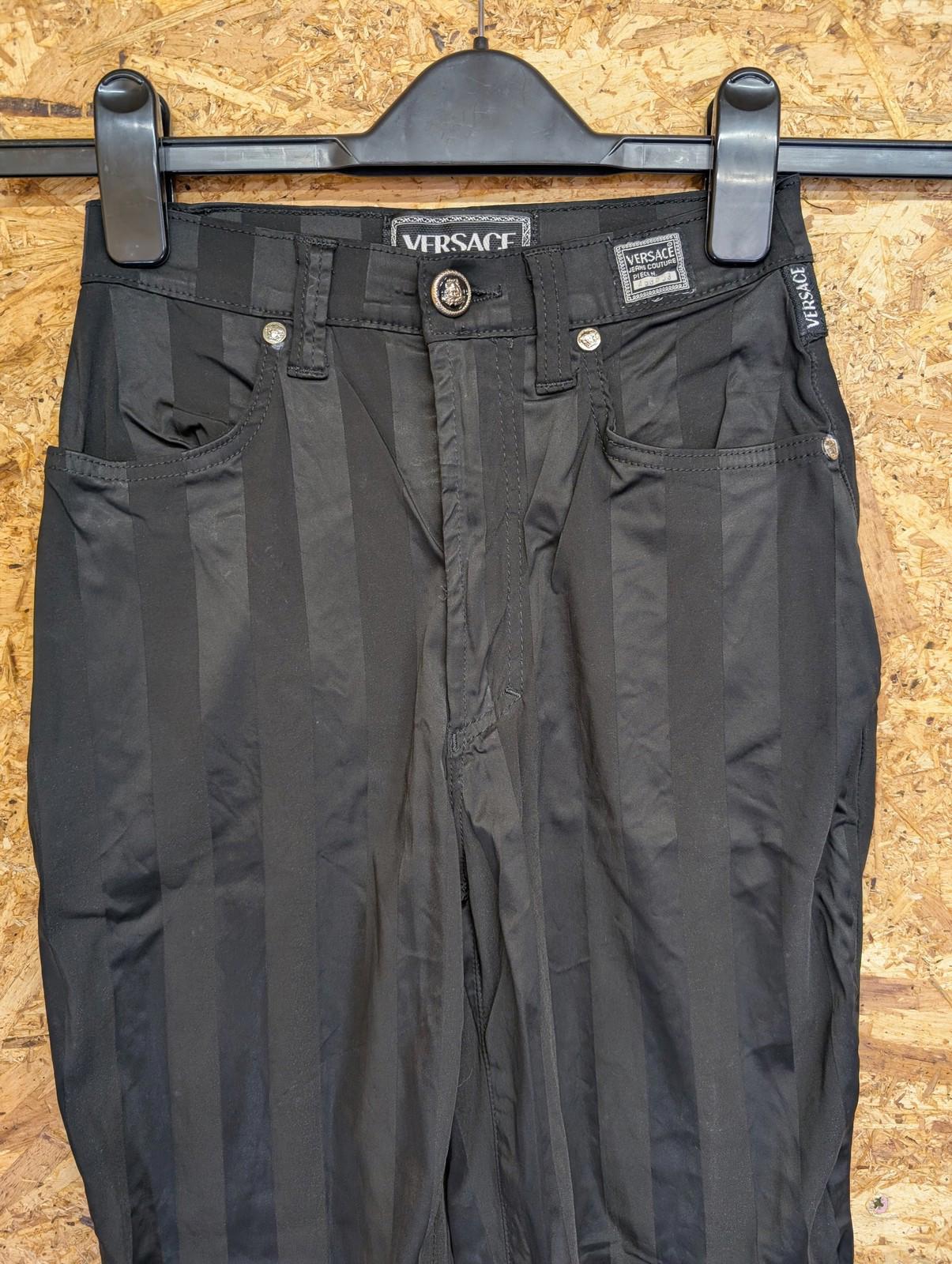 Versace Jeans Girls Age 4-5 W20 L25 Black Striped Trousers Vintage Style