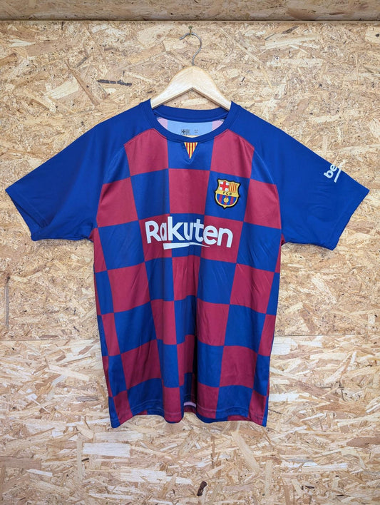 Barcelona FC Shirt Large Men 2018-19 Check Short Sleeve Blue Red FCB Messi