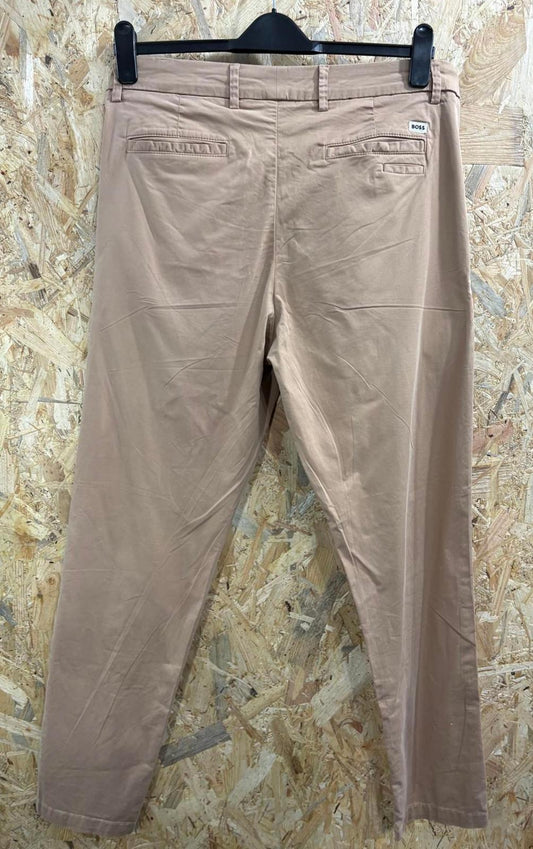 Hugo Boss Kaiton Chino Trousers W36 L32 Slim Fit Beige Tan Pants Zip Fly
