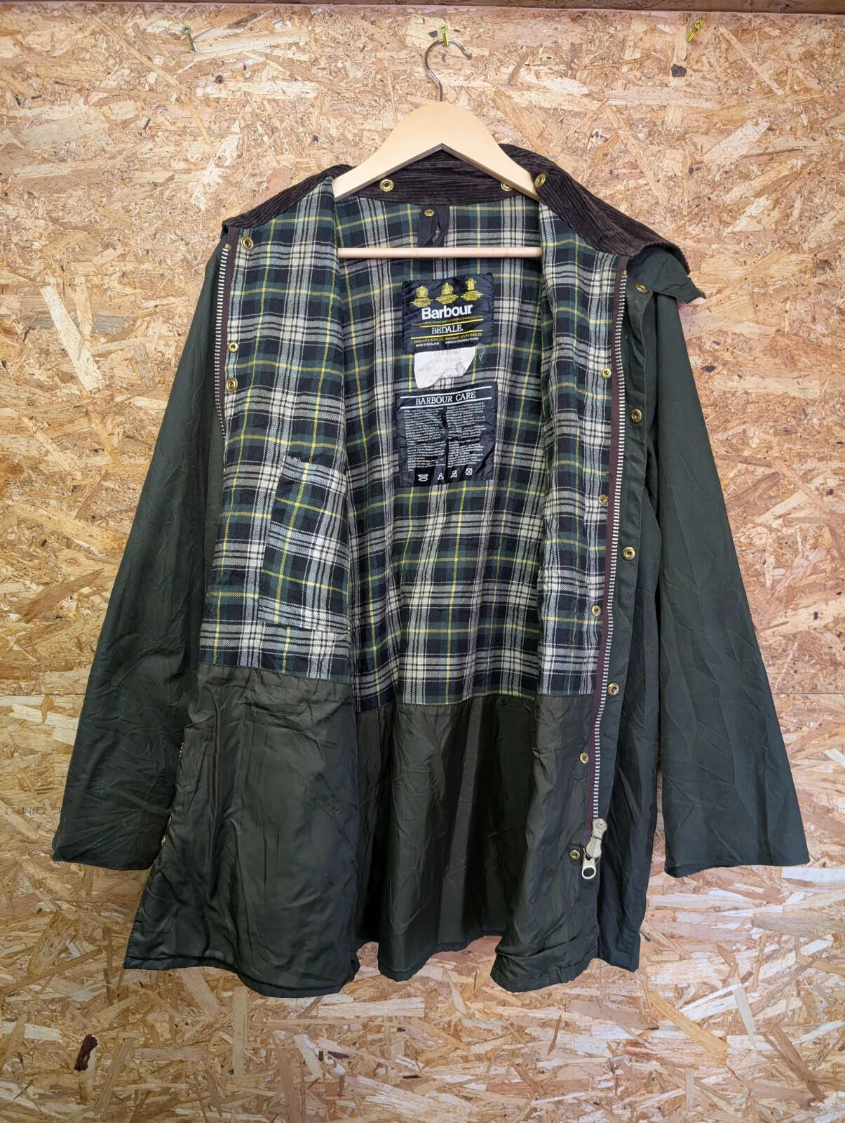 Vintage Barbour Bedale Wax Cotton Jacket Mens XL C44 Green A100 90s England Made