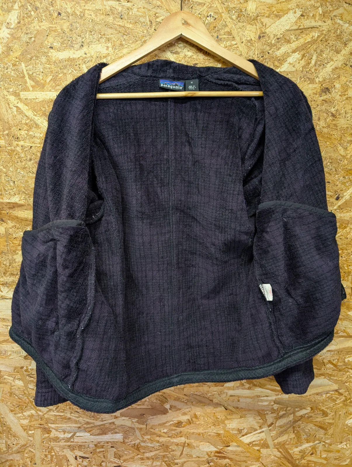 Patagonia Fleece Jacket Womens Medium Dark Purple Black Check Full Zip USA Made