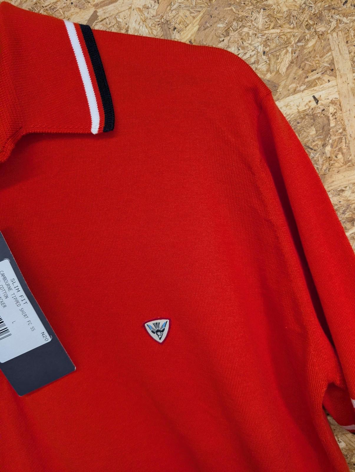 John Smedley Mens Large Cambourne Polo Shirt Slim Fit Red Sea Island Cotton Mod