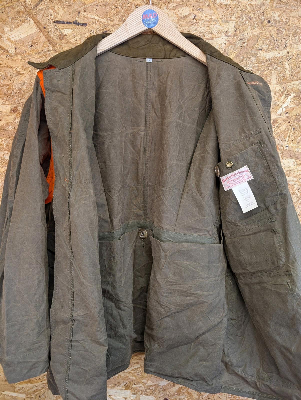 Filson Tin Cloth 463 Hunting Jacket Large Men USA Made Outdoor Orange Tan Wax