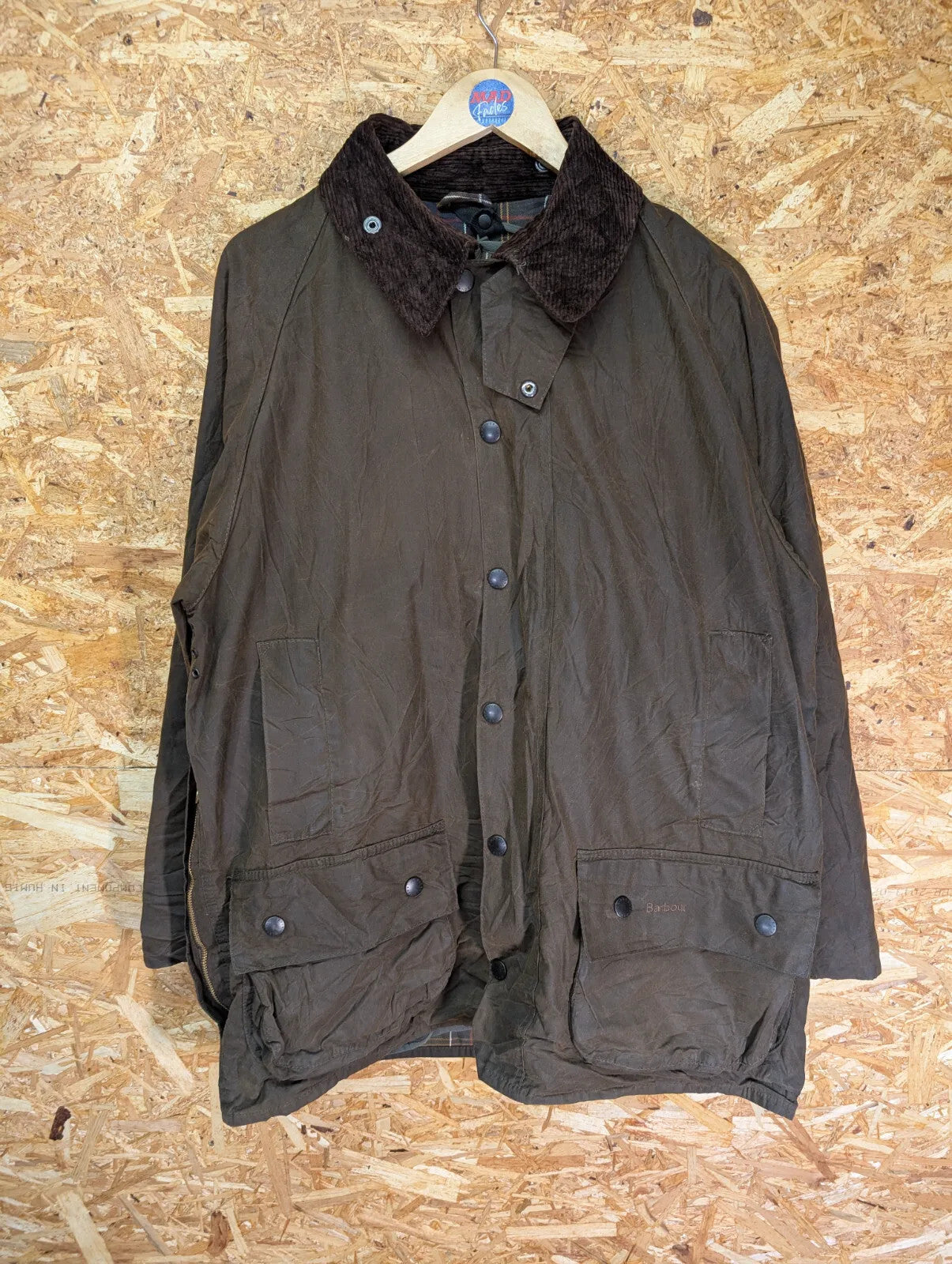 Barbour Classic Beaufort Jacket Men C42 Large Brown Green Cord Collar Liner Vest