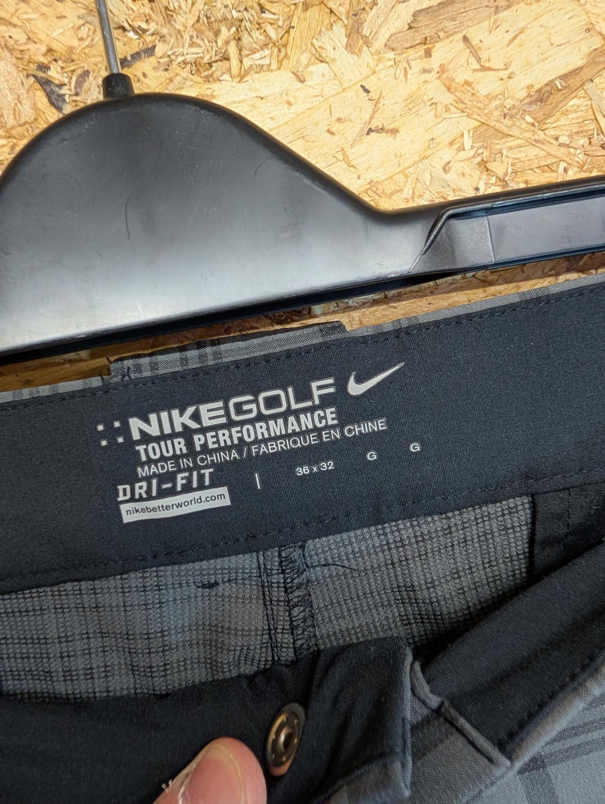Nike Golf Trousers Size W36 L32 Dri-Fit Grey Checked Straight Leg