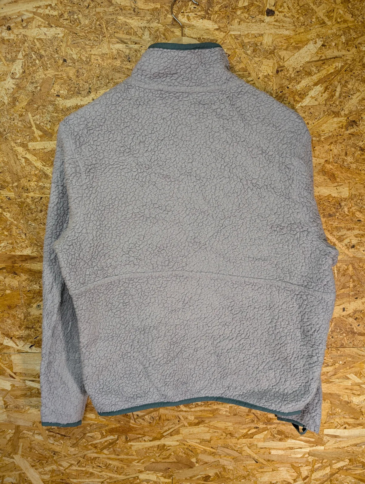 Patagonia Deep Pile Fleece Top Womens Small Grey Green Zip Pockets Retro 1/2 Zip