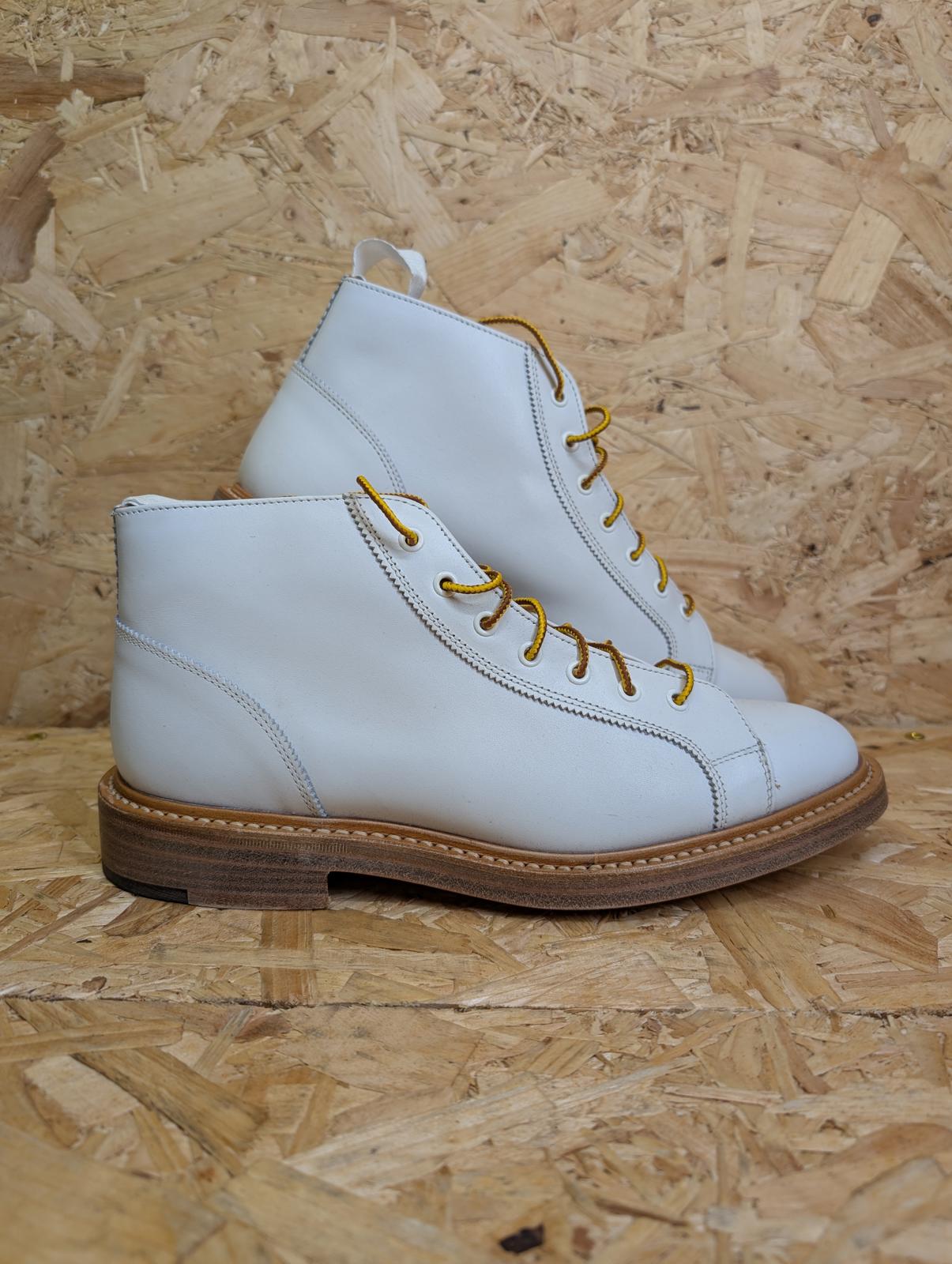 Trickers Ethan Monkey Boots Size 7.5 UK 41 EU White Lace Up Mod England Made New