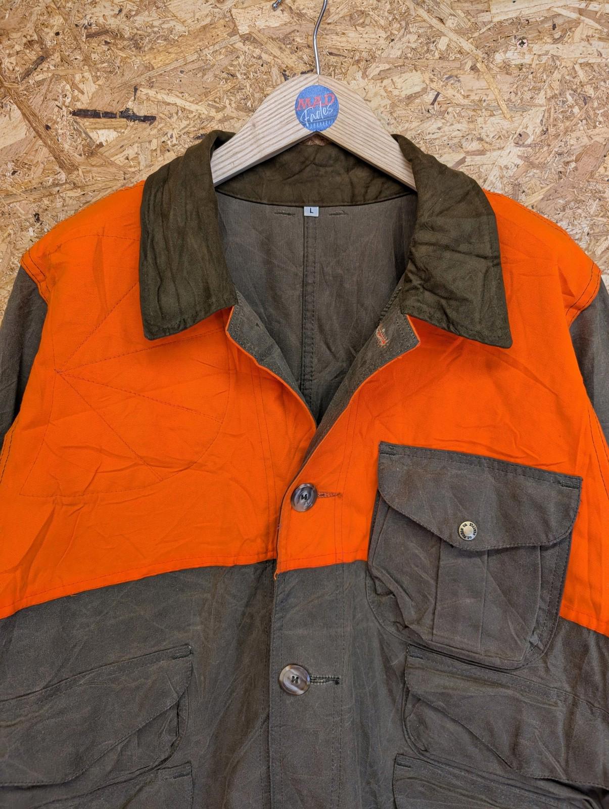 Filson Tin Cloth 463 Hunting Jacket Large Men USA Made Outdoor Orange Tan Wax