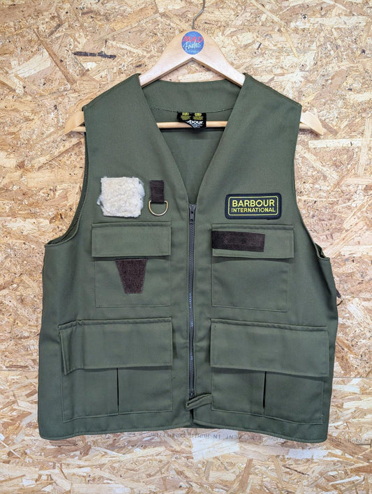 Barbour Vintage Vest Medium 80s Flyfisher Gilet Green Dry Fly Fishing Waistcoat